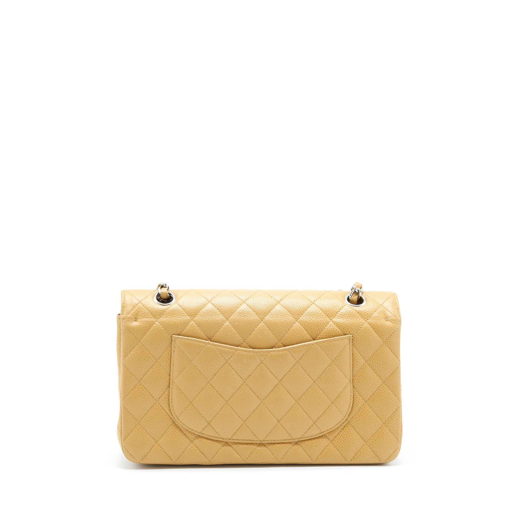 CHANEL MEDIUM CLASSIC DOUBLE FLAP BAG CAVIAR DARK BEIGE SHW
