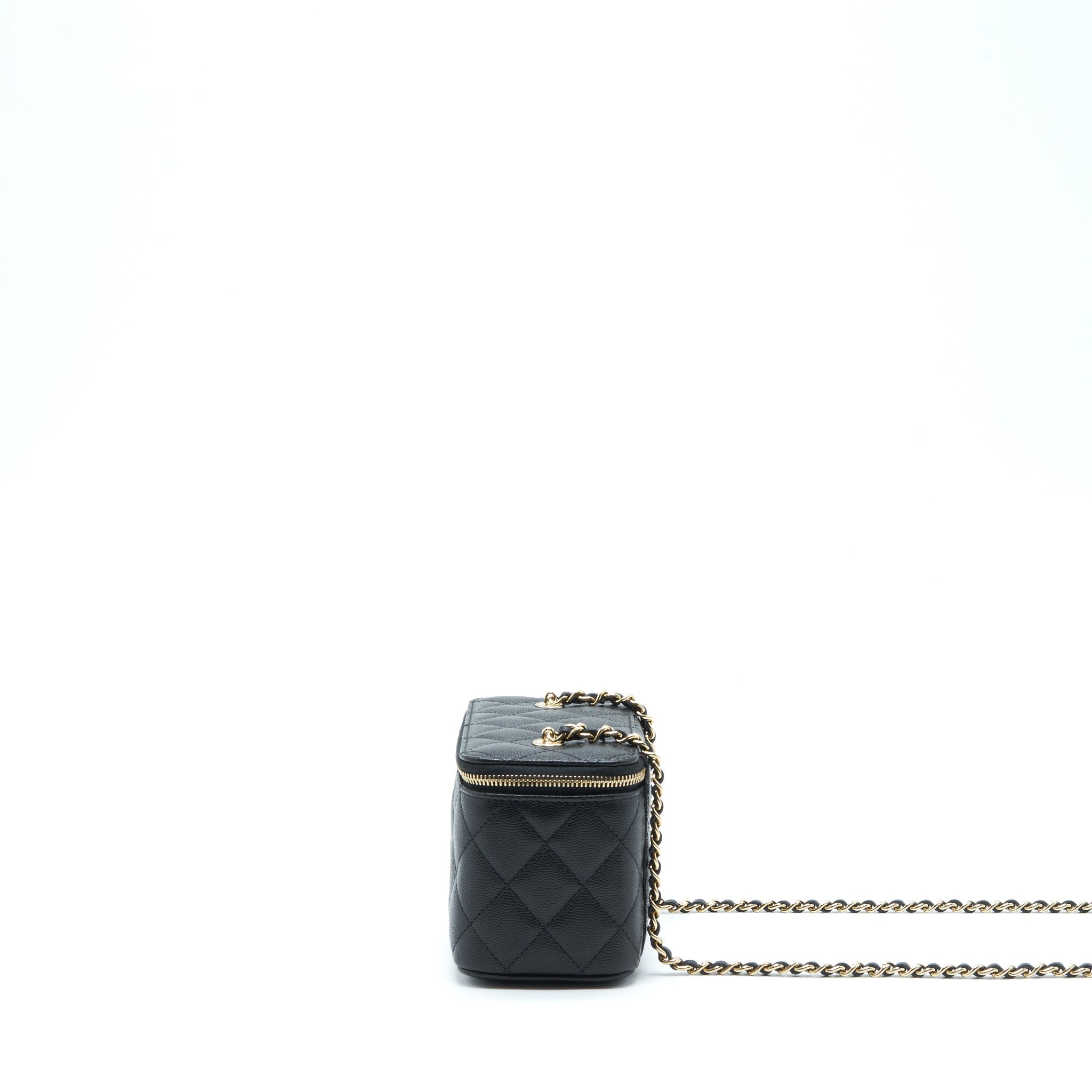 CHANEL 22S LONG VANITY WITH CHAIN CAVIAR BLACK LGHW