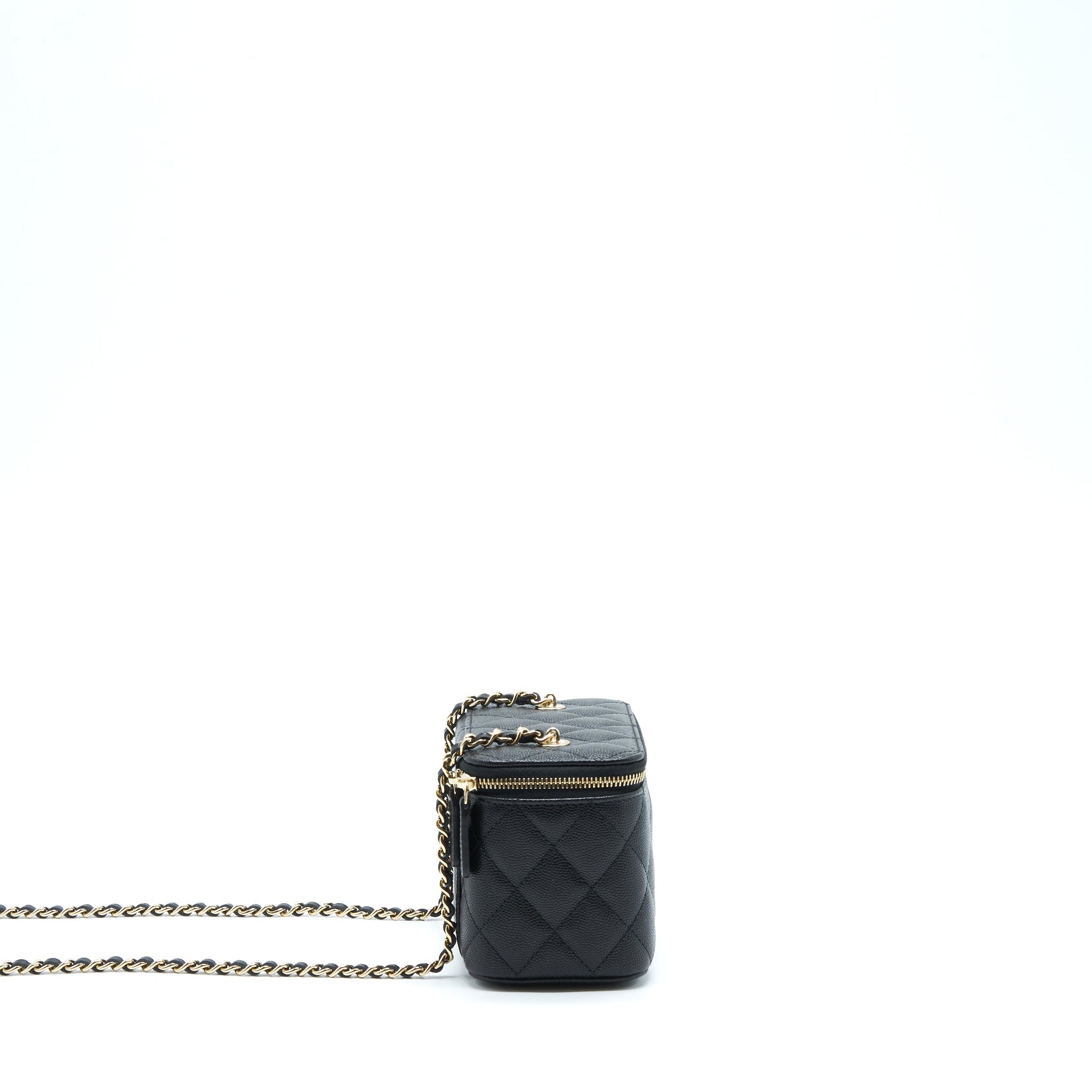 CHANEL 22S LONG VANITY WITH CHAIN CAVIAR BLACK LGHW