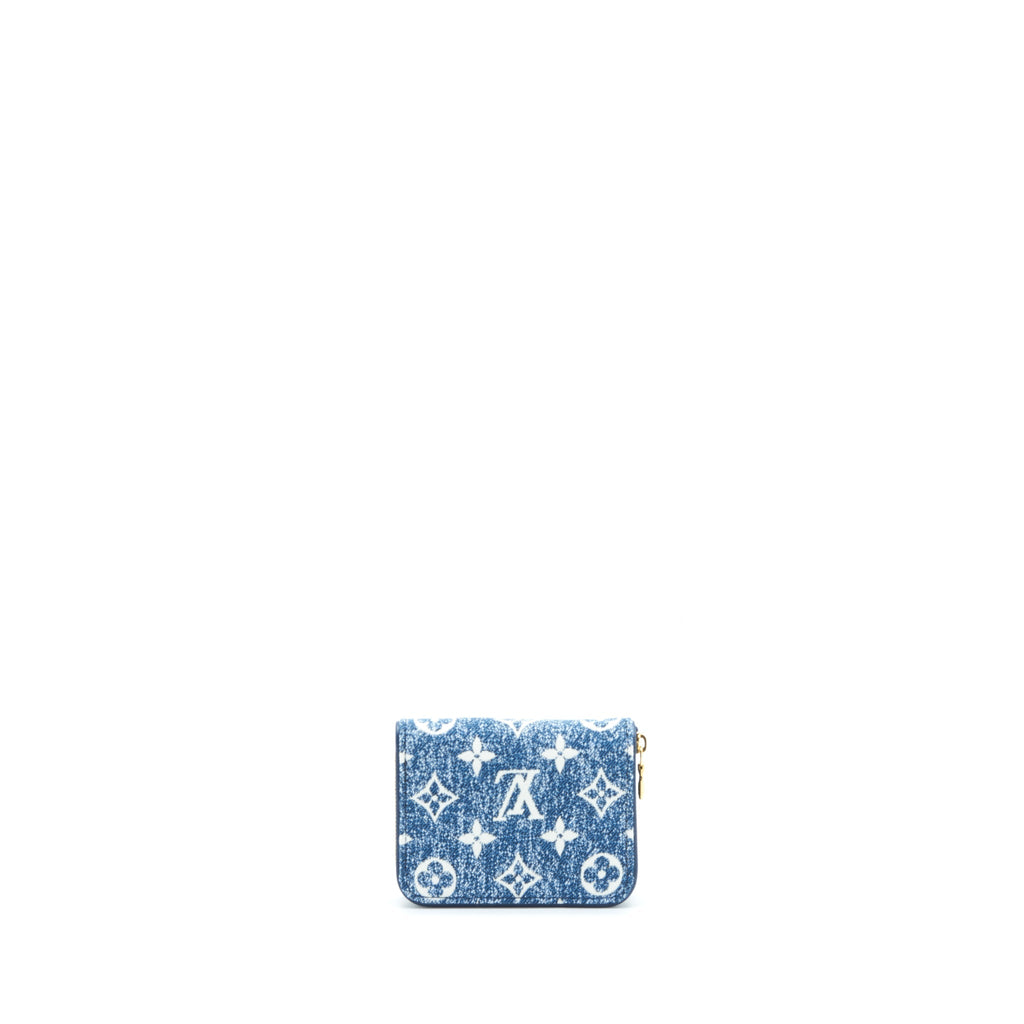 LOUIS VUITTON ZIPPY COIN PURSE MONOGRAM JACQUARD DENIM BLUE GHW