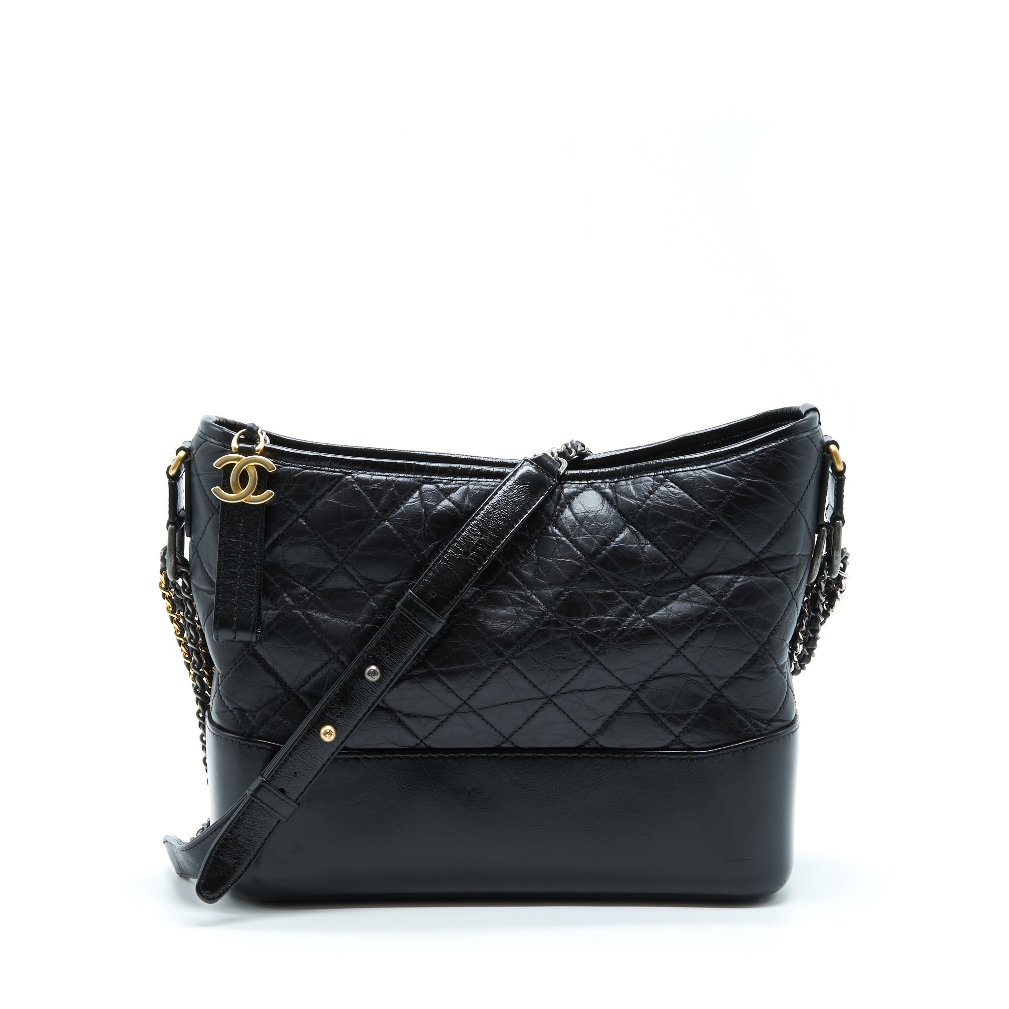 CHANEL MEDIUM GABRIELLE BAG CALFSKIN BLACK WITH MULTICOLOUR HARDWARE