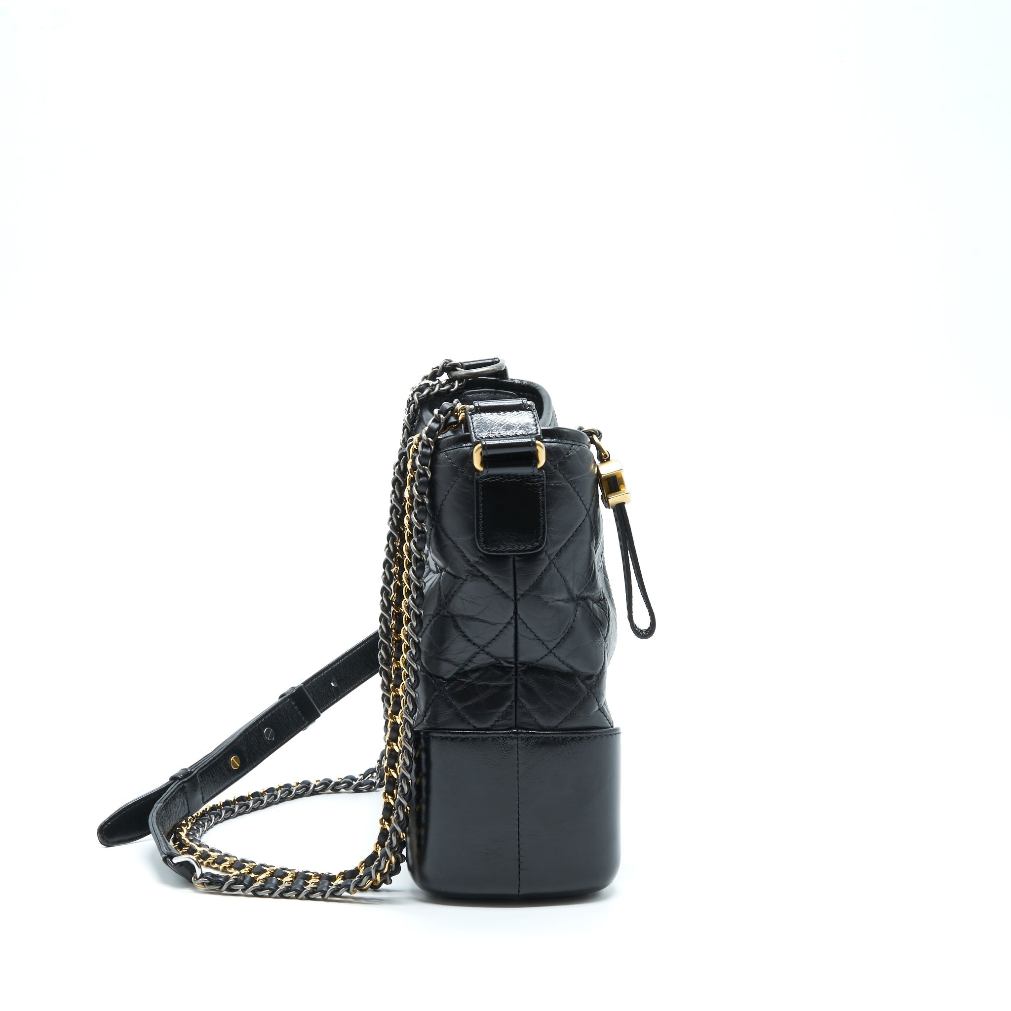 CHANEL MEDIUM GABRIELLE BAG CALFSKIN BLACK WITH MULTICOLOUR HARDWARE