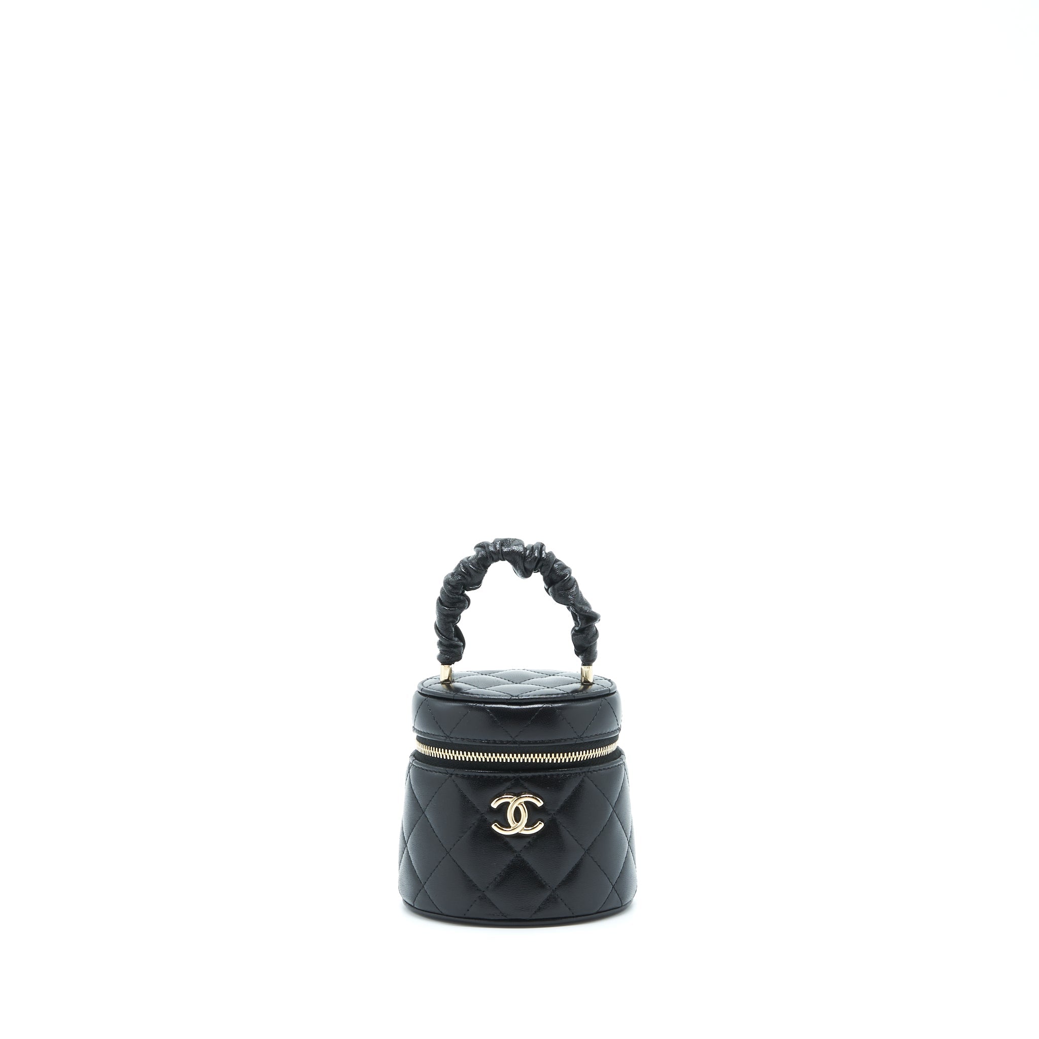 CHANEL 22S TOP HANDLE SUPER MINI VANITY LAMBSKIN BLACK LGHW