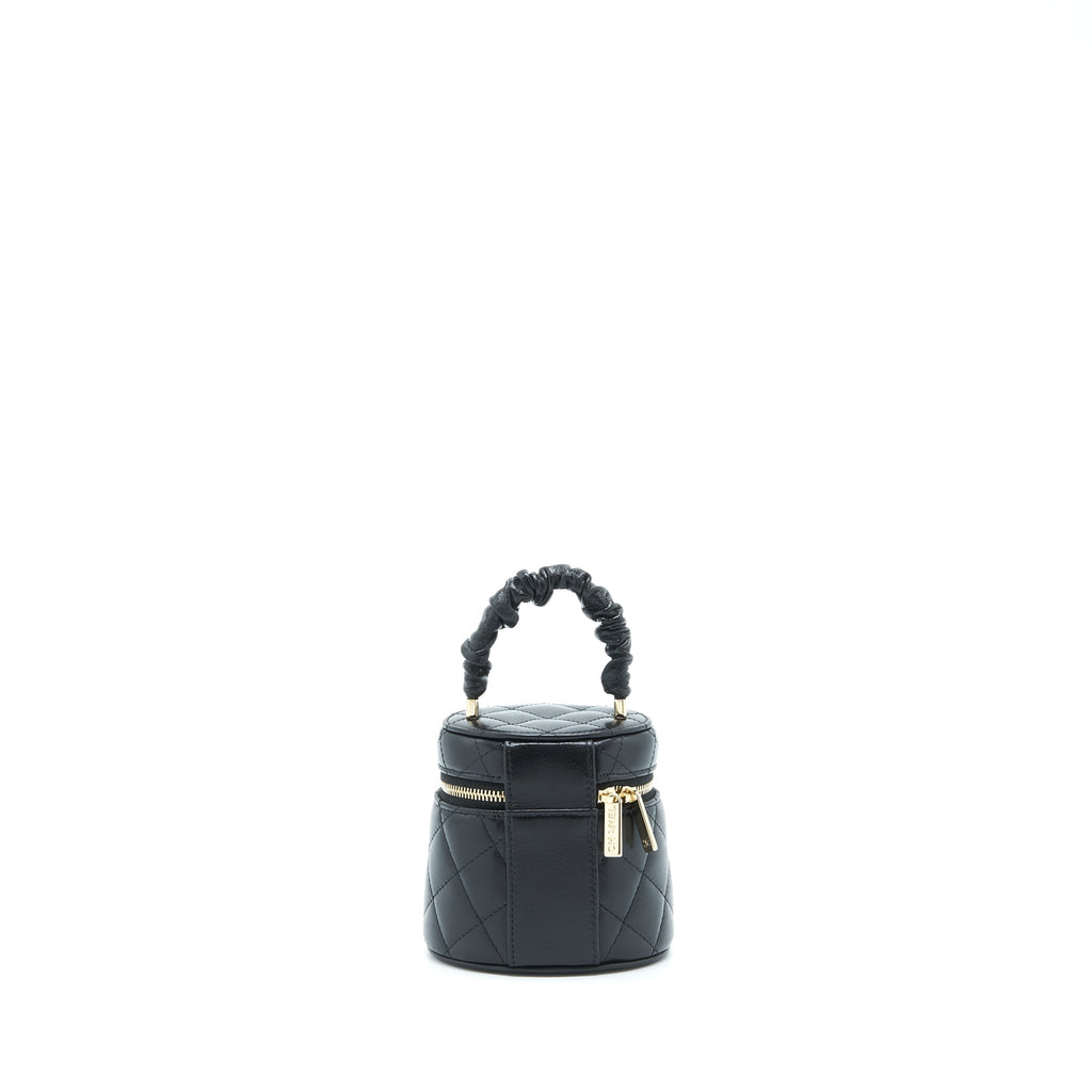 CHANEL 22S TOP HANDLE SUPER MINI VANITY LAMBSKIN BLACK LGHW
