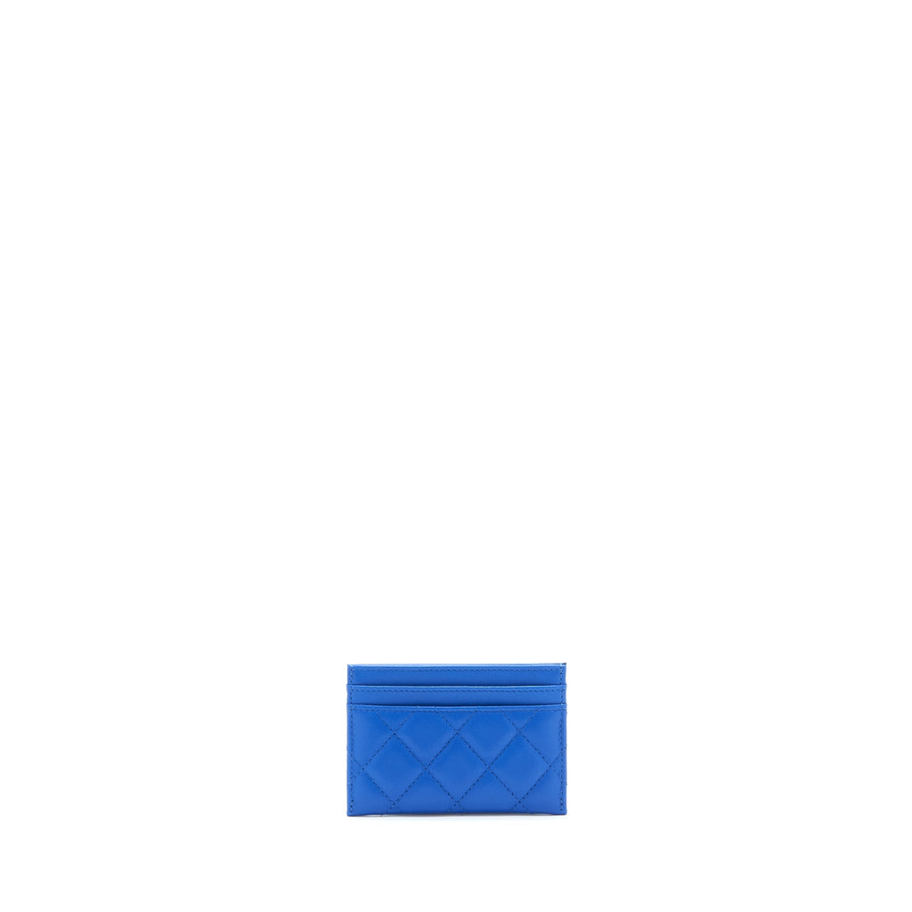 CHANEL CLASSIC CC CARD HOLDER LAMBSKIN BLUE SHW