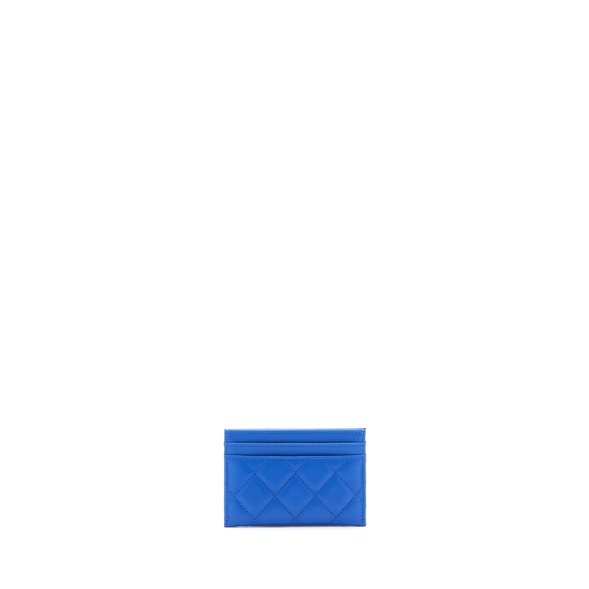 CHANEL CLASSIC CC CARD HOLDER LAMBSKIN BLUE SHW