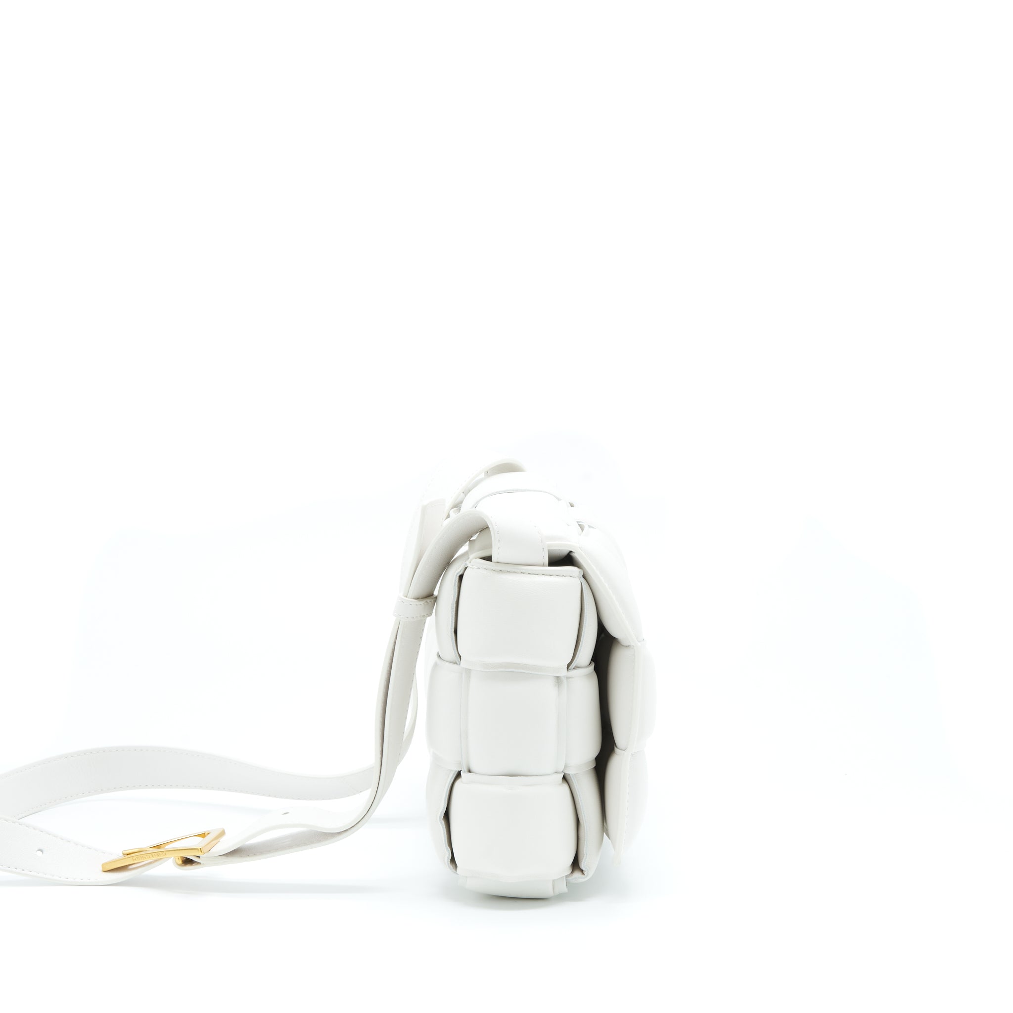 BOTTEGA VENETA PADDED CASSETTE BAG LAMBSKIN CHALK GHW