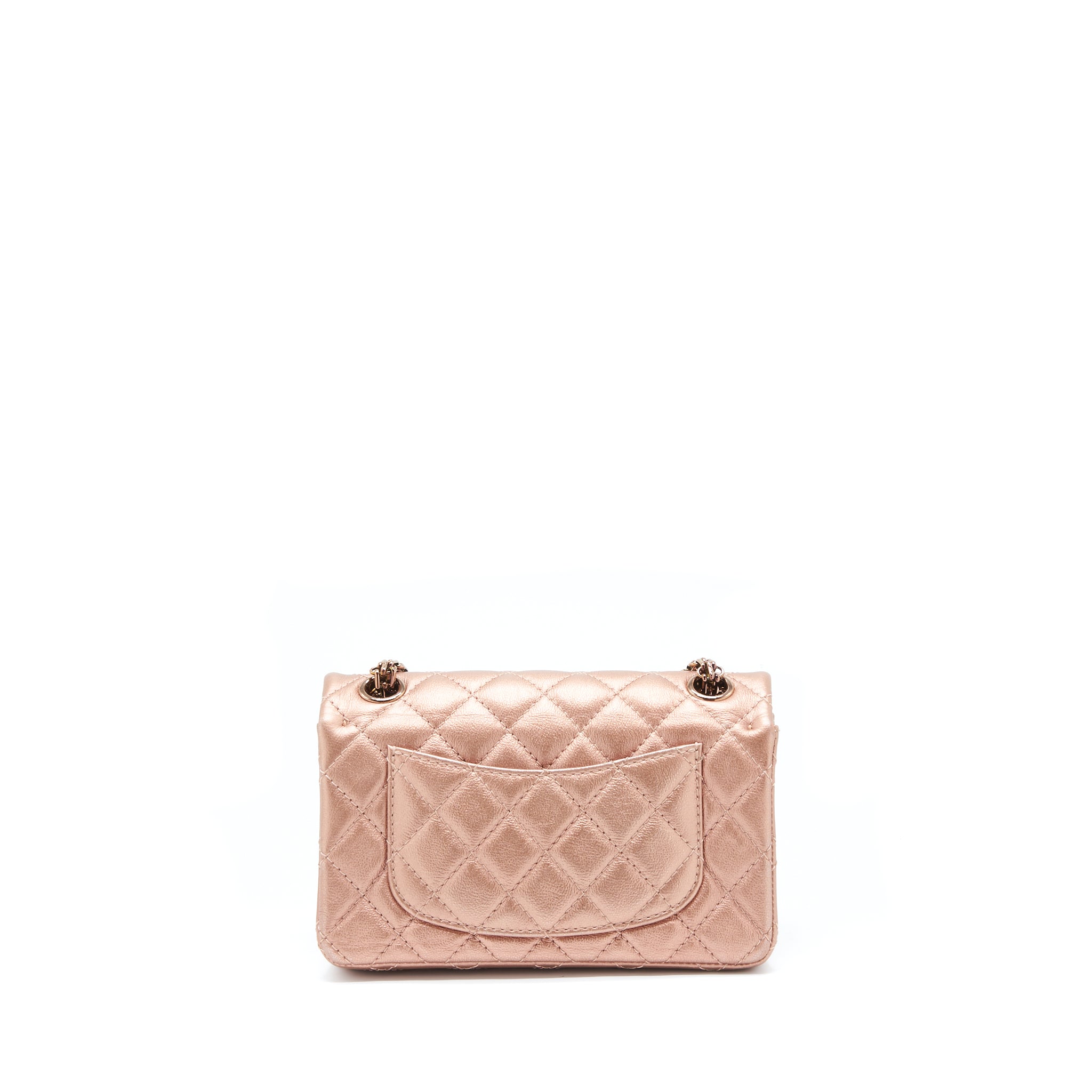 CHANEL MINI 2.55 REISSUE FLAP BAG CALFSKIN METALLIC PINK (MICROCHIP)