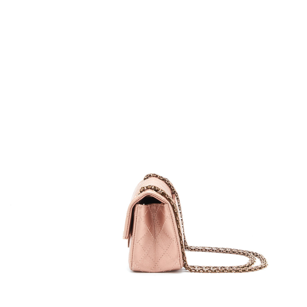CHANEL MINI 2.55 REISSUE FLAP BAG CALFSKIN METALLIC PINK (MICROCHIP)