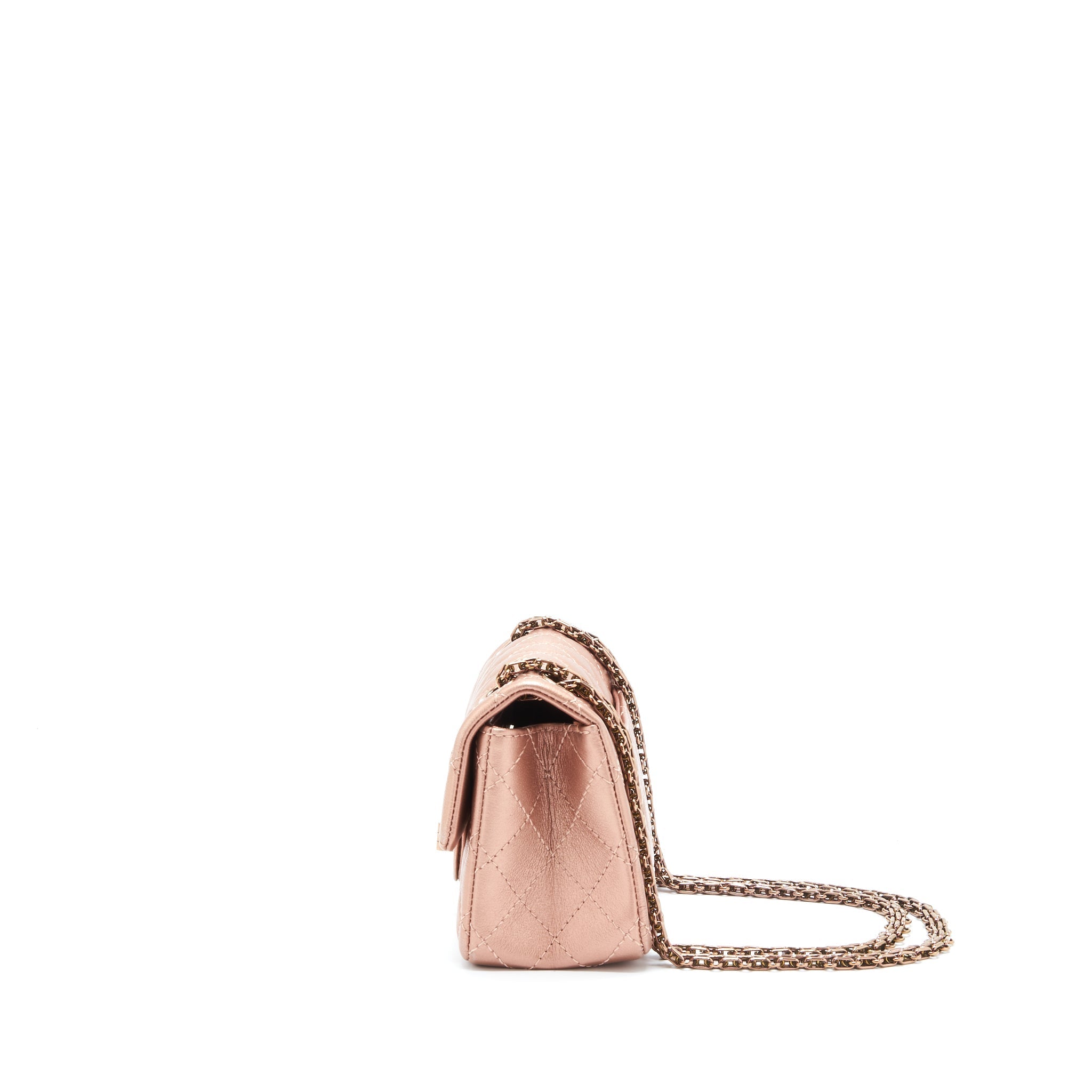 CHANEL MINI 2.55 REISSUE FLAP BAG CALFSKIN METALLIC PINK (MICROCHIP)