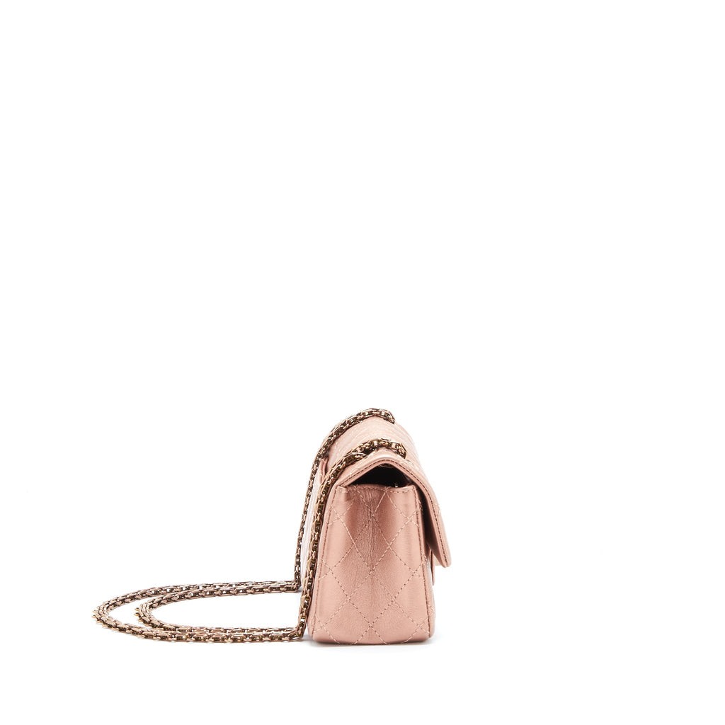 CHANEL MINI 2.55 REISSUE FLAP BAG CALFSKIN METALLIC PINK (MICROCHIP)