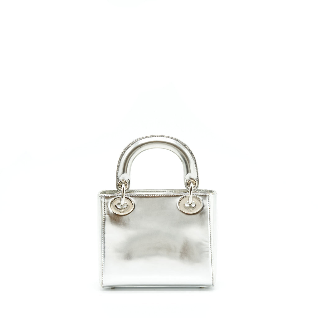 DIOR MINI LADY DIOR METALLIC SILVER SHW