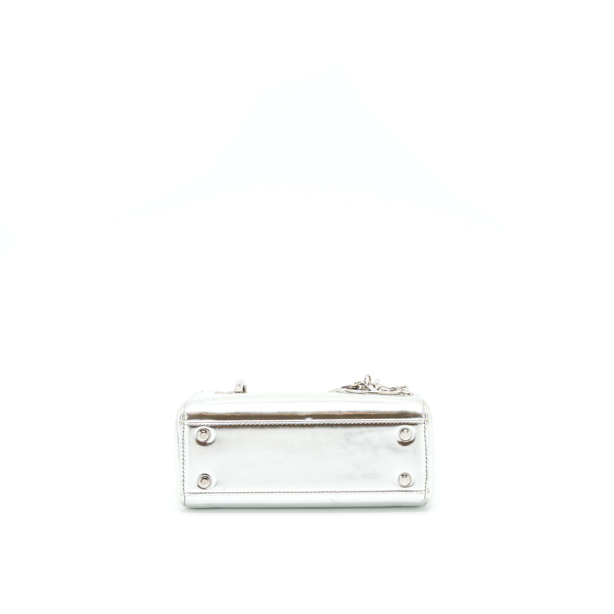 DIOR MINI LADY DIOR METALLIC SILVER SHW