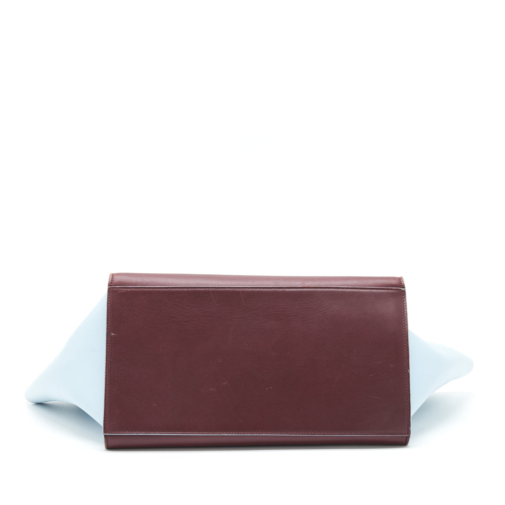 CELINE TRAPEZE BAG BURGUNDY / LIGHT BLUE GHW