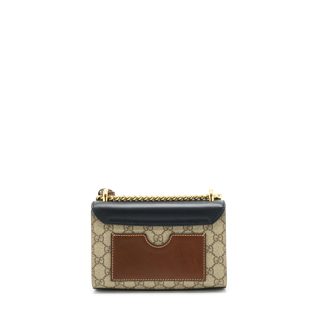 GUCCI SMALL PADLOCK SHOULDER BAG GG SUPREME CANVAS / BLACK GHW