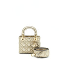 DIOR MINI LADY DIOR SUPPLE GRAINED CALFSKIN METALLIC GOLD LGHW