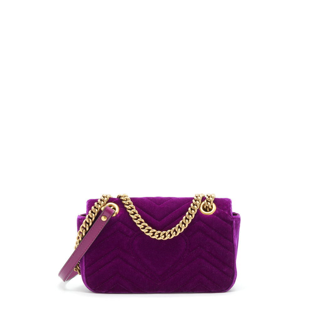 GUCCI MINI MARMONT BAG VELVET PURPLE GHW