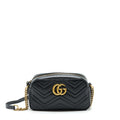 GUCCI GG MARMONT MATELASSE SHOULDER BAG BLACK GHW