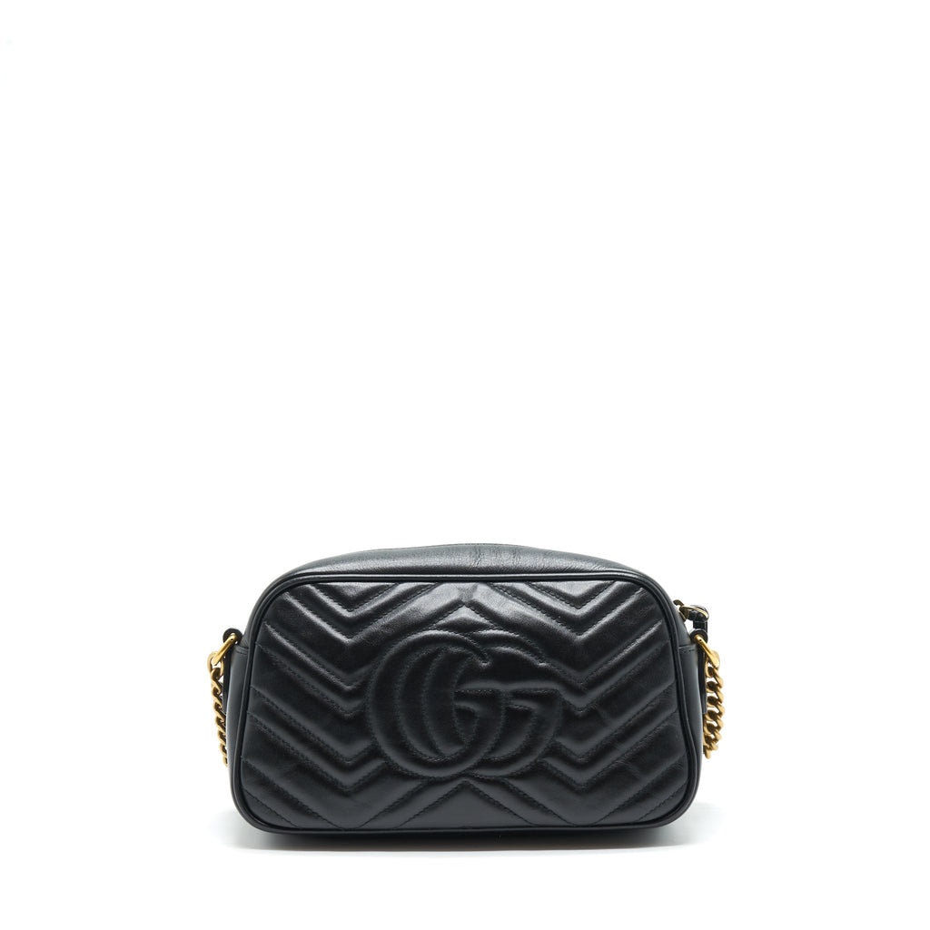 GUCCI GG MARMONT MATELASSE SHOULDER BAG BLACK GHW
