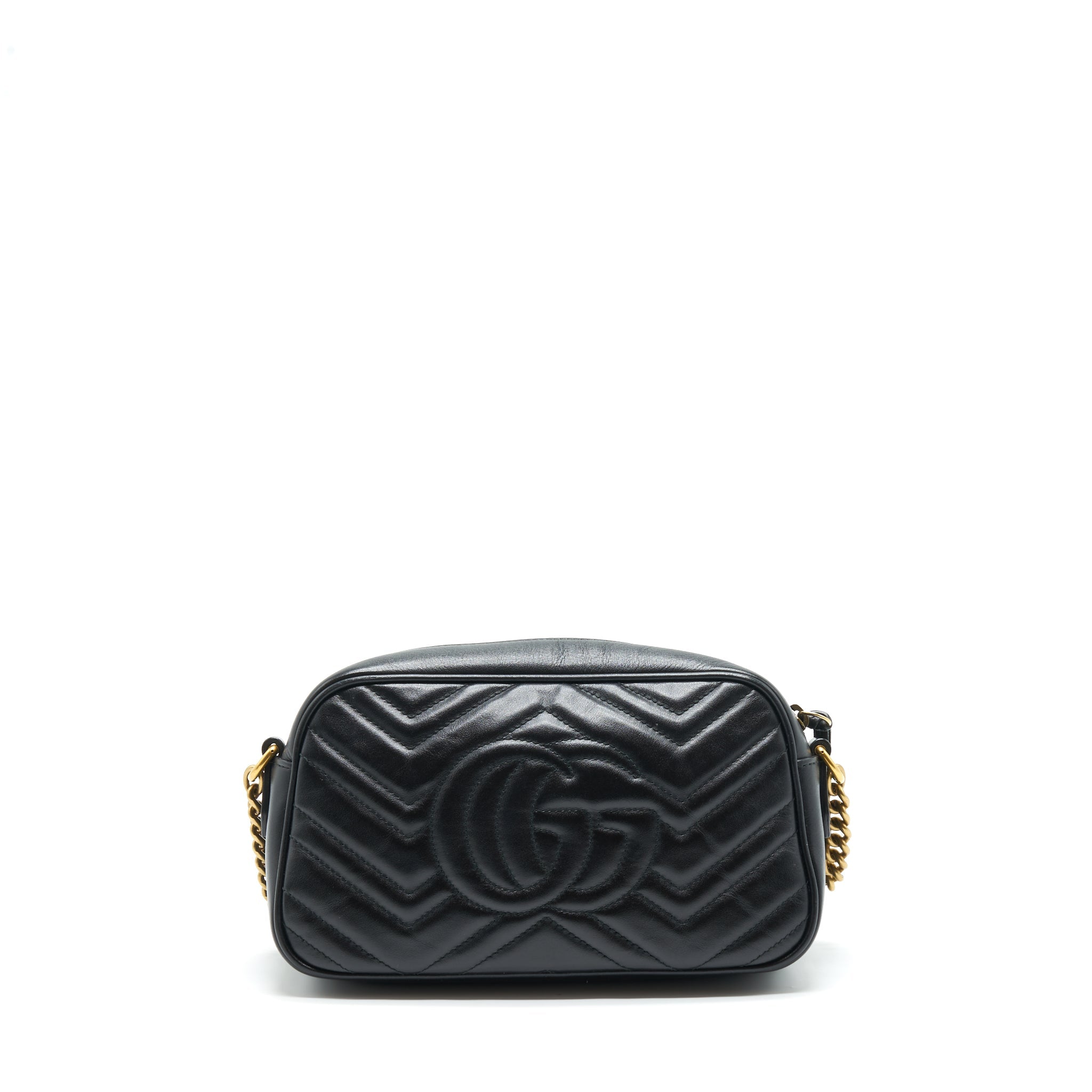 GUCCI GG MARMONT MATELASSE SHOULDER BAG BLACK GHW