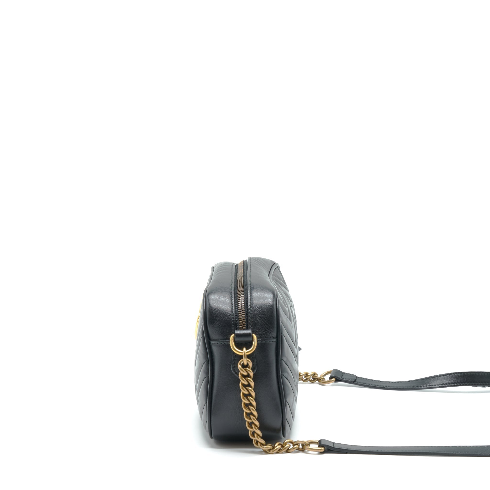 GUCCI GG MARMONT MATELASSE SHOULDER BAG BLACK GHW