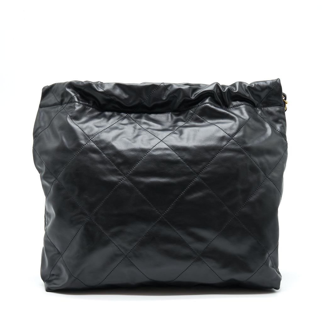 CHANEL 22 HANDBAG SHINY CALFSKIN BLACK GHW (MICROCHIP)