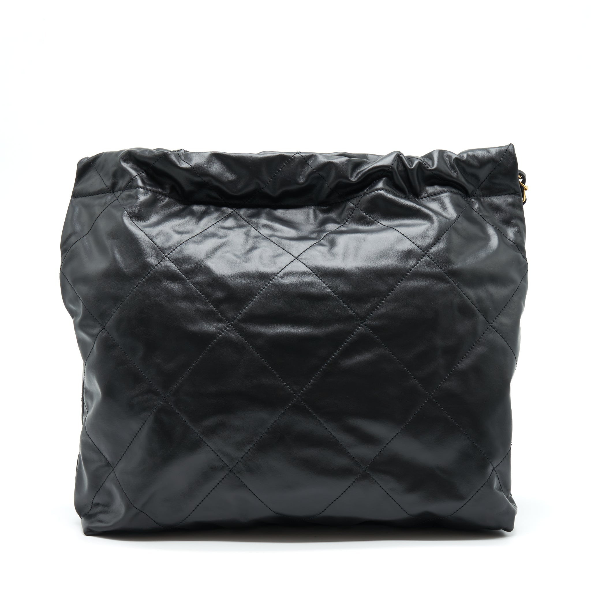 CHANEL 22 HANDBAG SHINY CALFSKIN BLACK GHW (MICROCHIP)