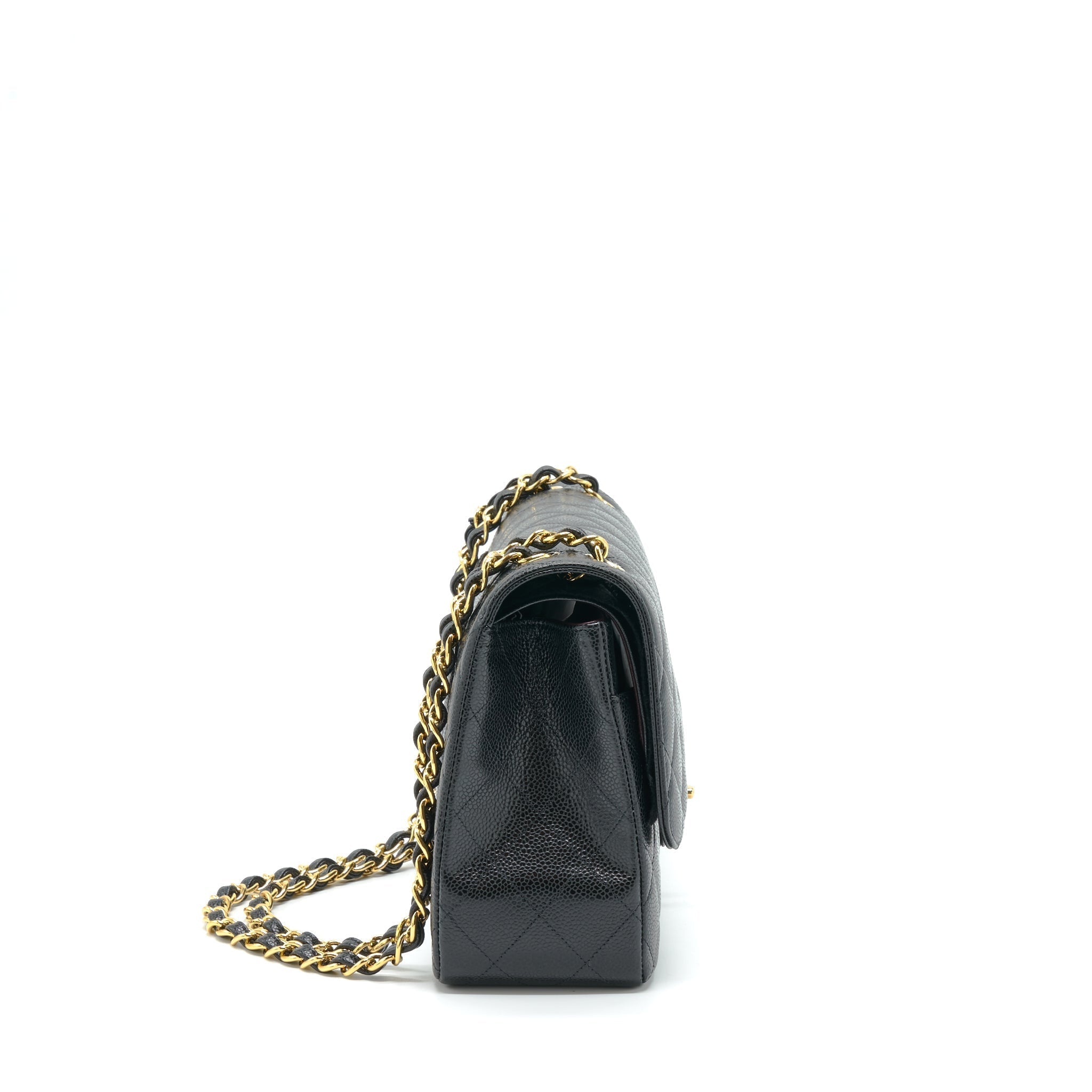 CHANEL JUMBO CLASSIC DOUBLE FLAP BAG CAVIAR BLACK GHW (MICROCHIP)