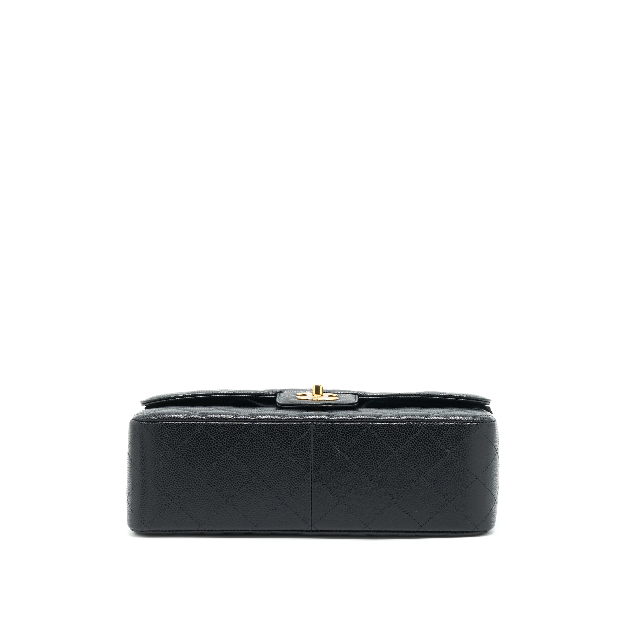 CHANEL JUMBO CLASSIC DOUBLE FLAP BAG CAVIAR BLACK GHW (MICROCHIP)