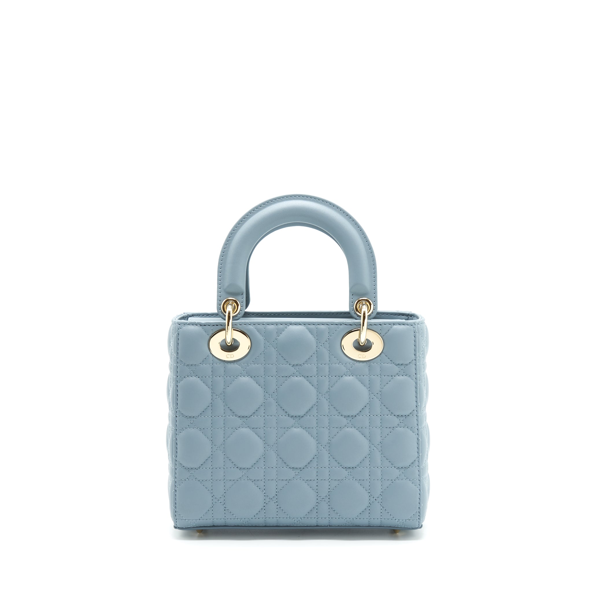 DIOR SMALL LADY DIOR LAMBSKIN CLOUD BLUE M81B LIGHT GOLD AND ENAMEL HARDWARE