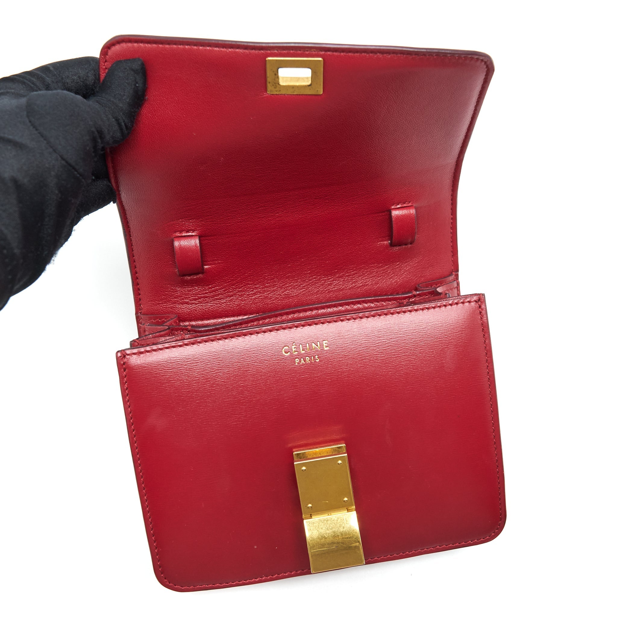 CELINE SMALL CLASSIC BAG IN BOX CALFSKIN RED GHW