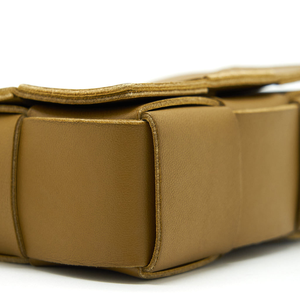 BOTTEGA VENETTA MINI CASSETTE CROSSBODY BAG OLIVE BROWN LGHW