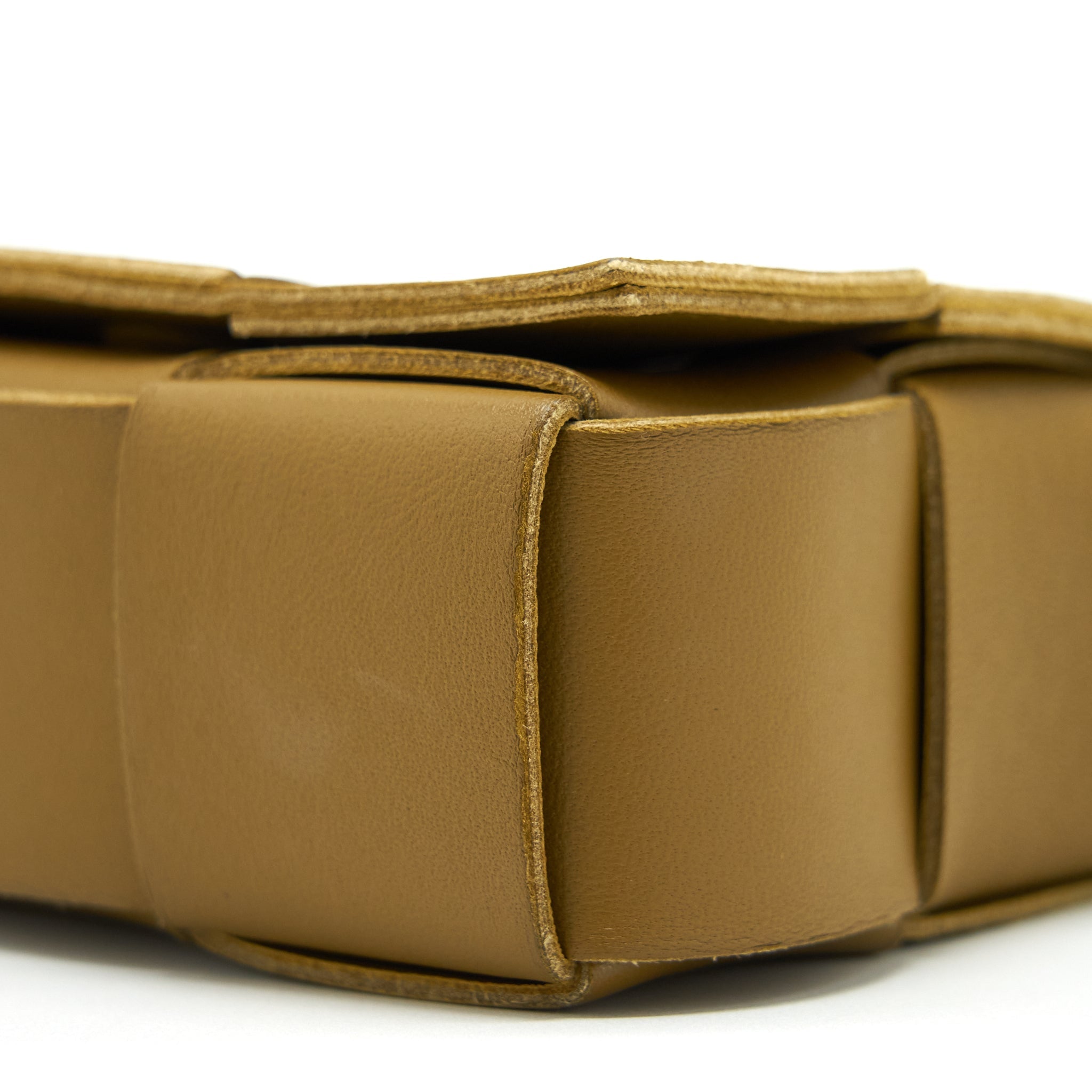 BOTTEGA VENETTA MINI CASSETTE CROSSBODY BAG OLIVE BROWN LGHW