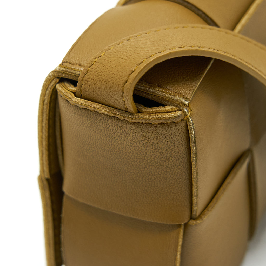 BOTTEGA VENETTA MINI CASSETTE CROSSBODY BAG OLIVE BROWN LGHW