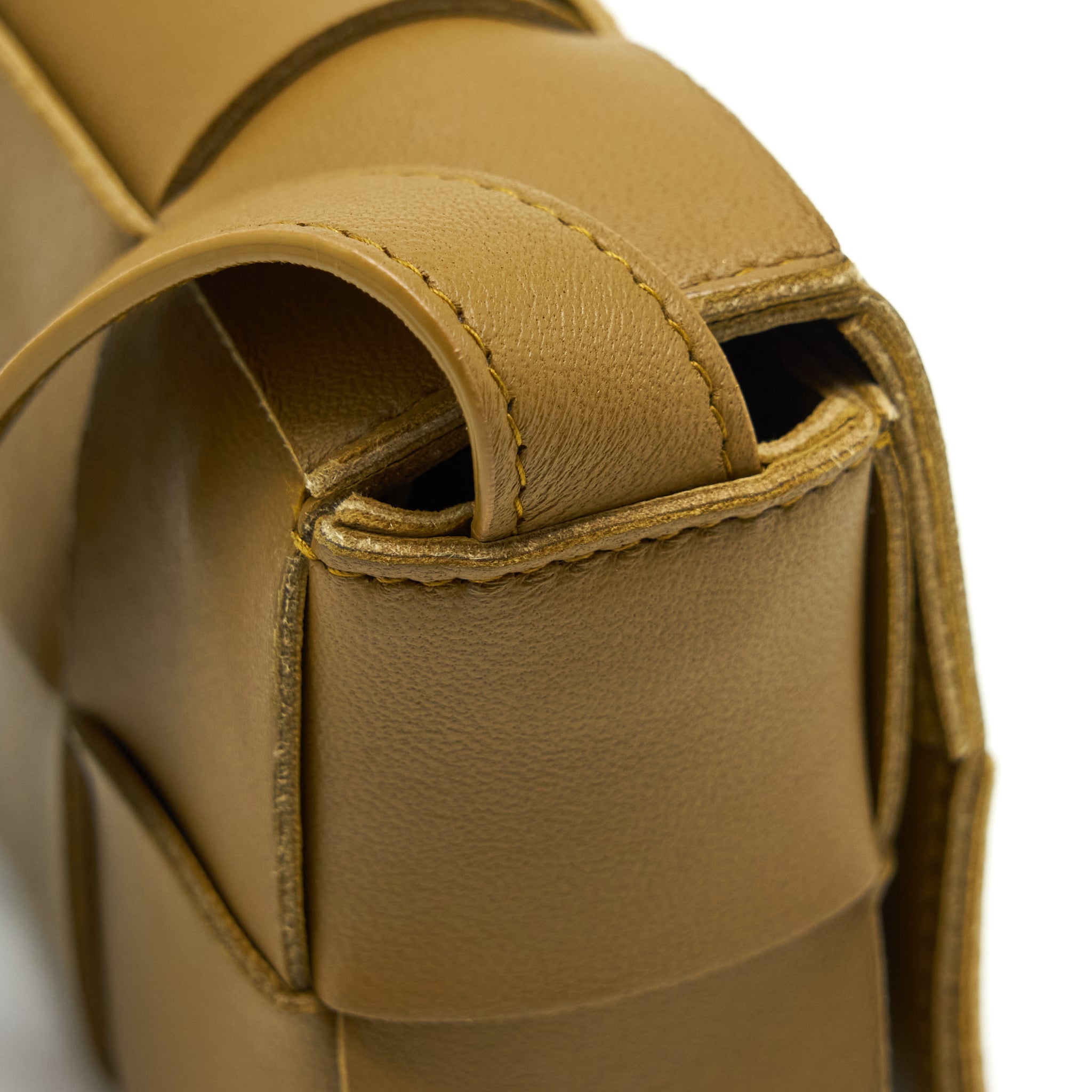BOTTEGA VENETTA MINI CASSETTE CROSSBODY BAG OLIVE BROWN LGHW