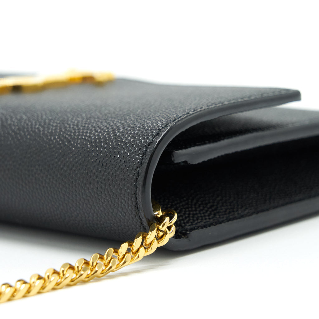 SAINT LAURENT/YSL ENVELOP SMALL CROSSBODY BAG GRAINED CALFSKIN BLACK GHW