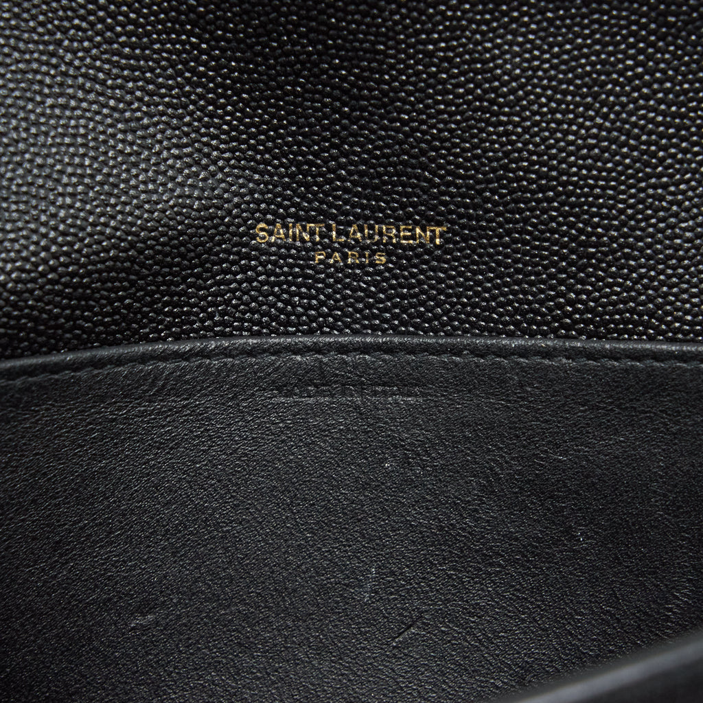 SAINT LAURENT/YSL ENVELOP SMALL CROSSBODY BAG GRAINED CALFSKIN BLACK GHW