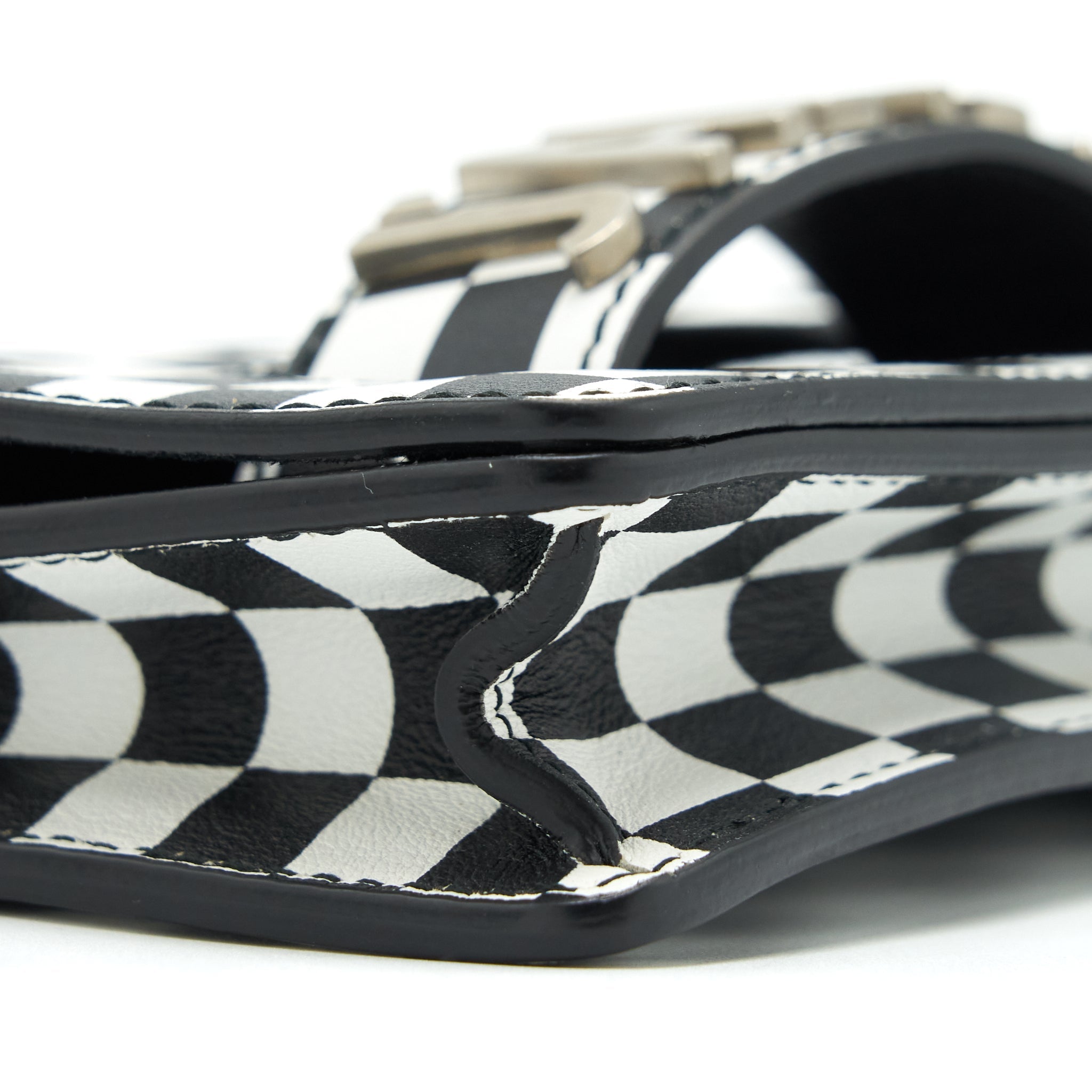 DIOR MINI J’ADIOR FLAP BAG BLACK/ WHITE WITH WIDE SHOULDER STRAP SHW