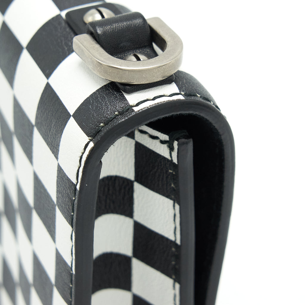 DIOR MINI J’ADIOR FLAP BAG BLACK/ WHITE WITH WIDE SHOULDER STRAP SHW