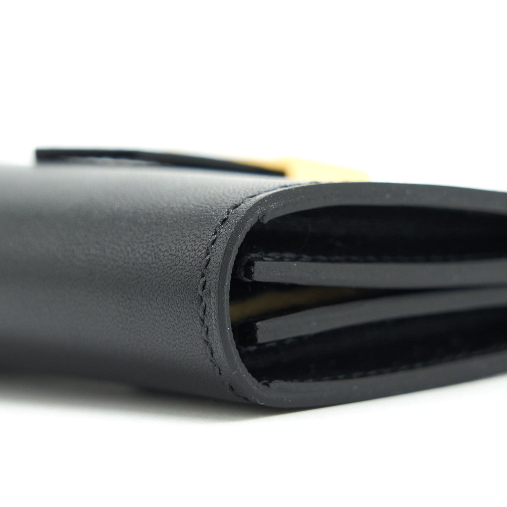 HERMES BEARN CARD HOLDER BOX CALFSKIN BLACK GHW