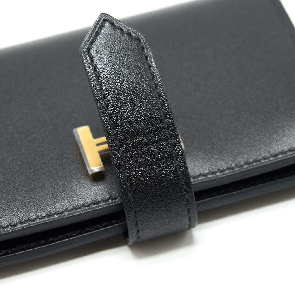 HERMES BEARN CARD HOLDER BOX CALFSKIN BLACK GHW