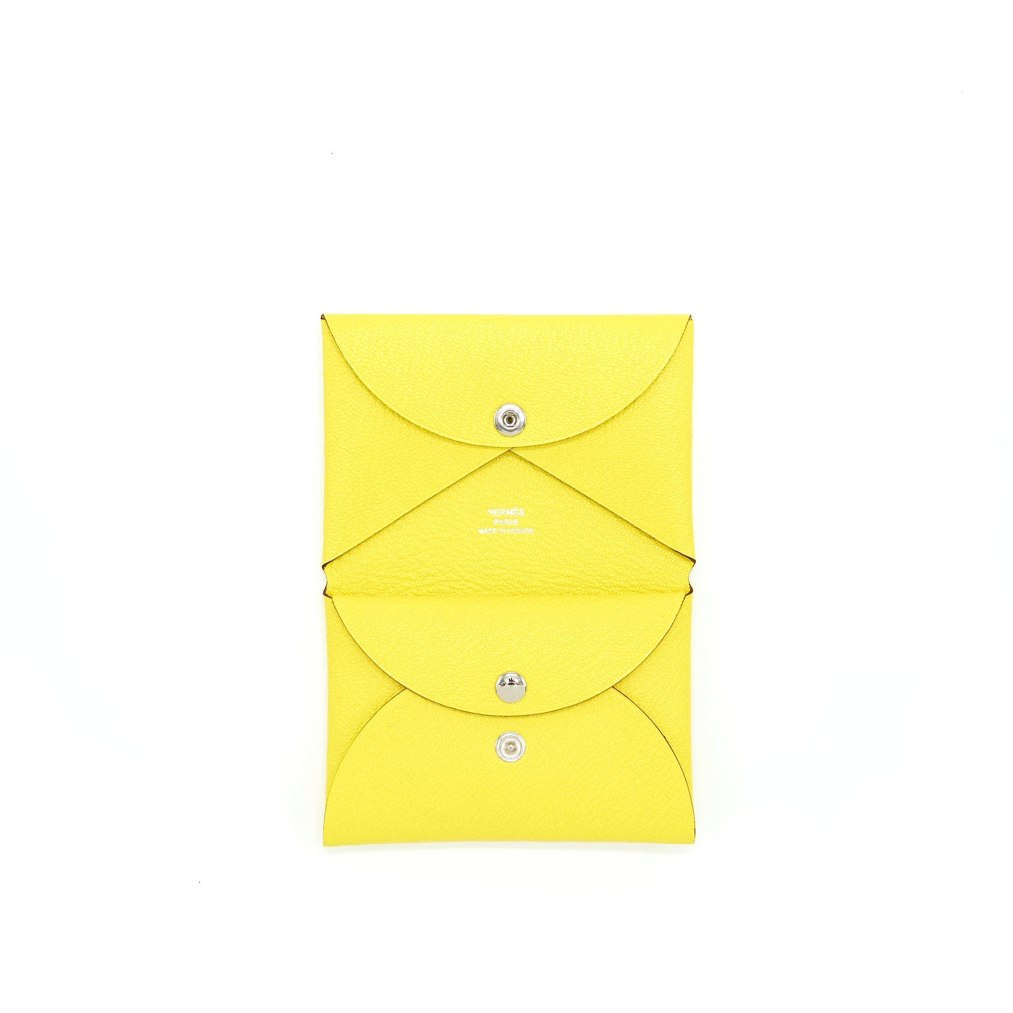 HERMES CALVI DUO CARD HOLDER CHÈVRE MYSORE JAYNE CITRON SHW