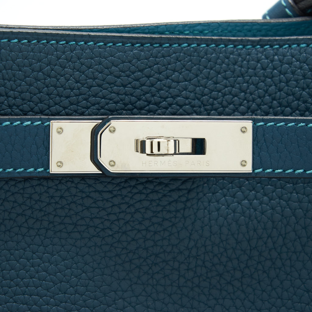 HERMES SO KELLY 22 TOGO BLUE COLVERT / TURQUOISE SHW