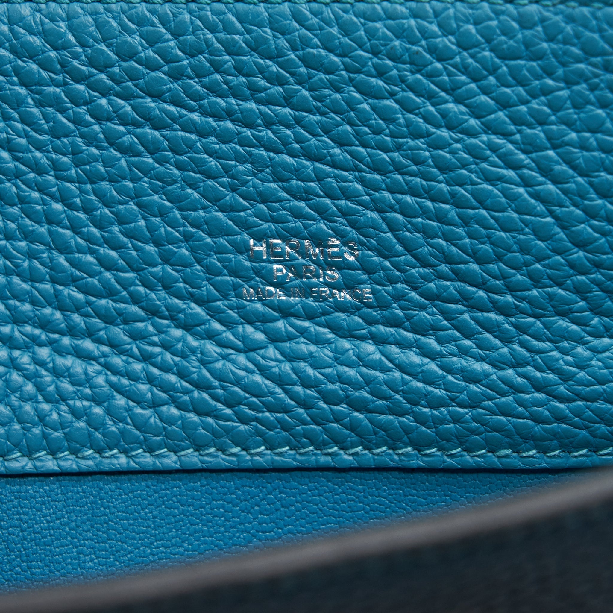 HERMES SO KELLY 22 TOGO BLUE COLVERT / TURQUOISE SHW