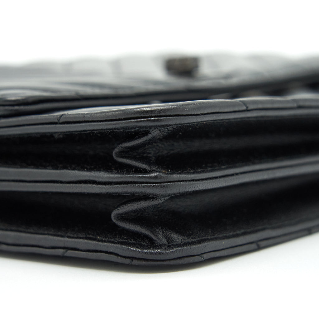 CHANEL 2.55 SQUARE WALLET ON CHAIN CHEVRON CALFSKIN SO BLACK