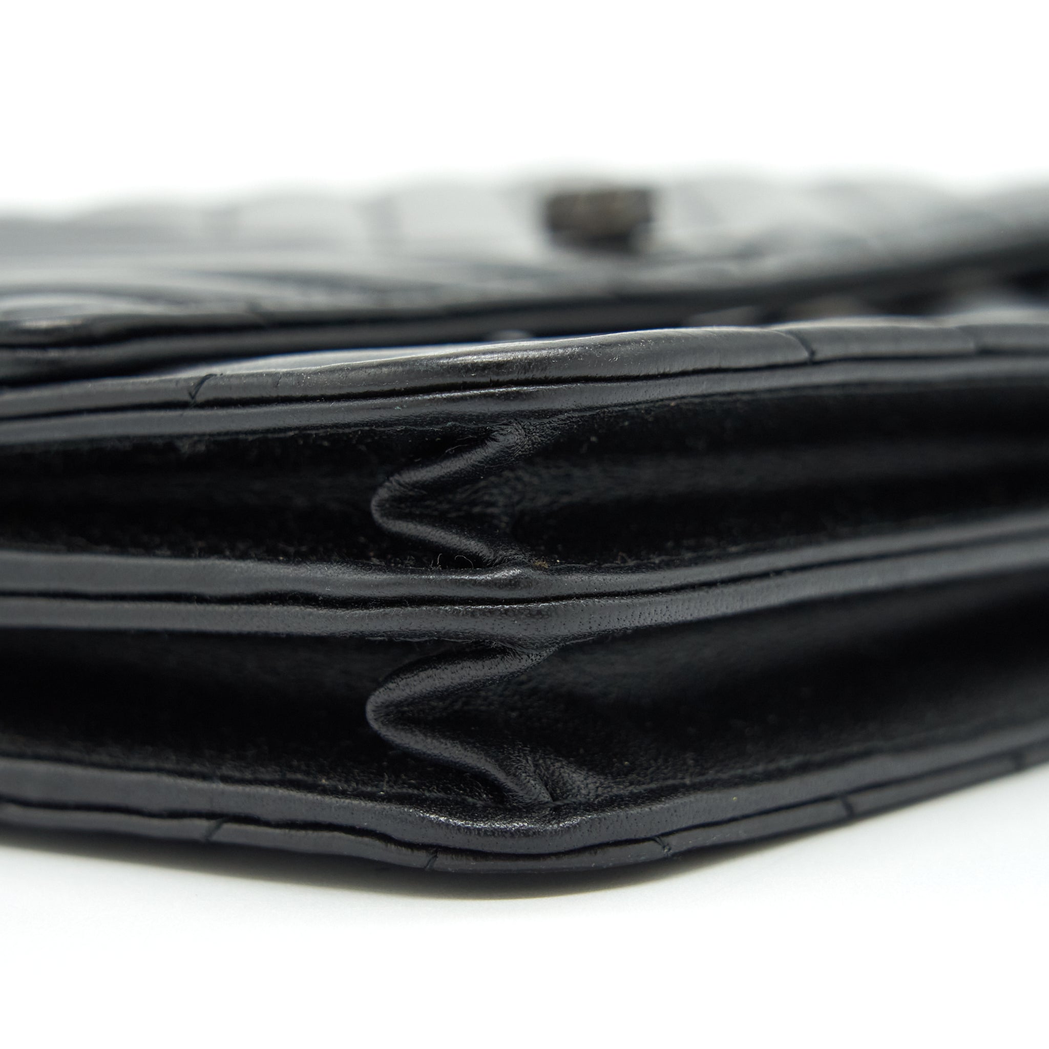 CHANEL 2.55 SQUARE WALLET ON CHAIN CHEVRON CALFSKIN SO BLACK