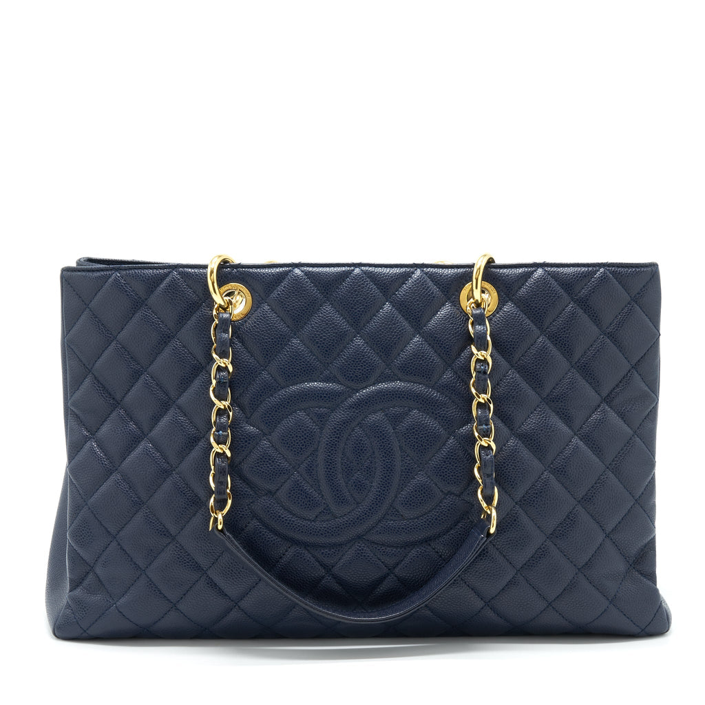 CHANEL GRAND SHOPPING TOTE XL CAVIAR NAVY GHW