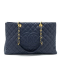 CHANEL GRAND SHOPPING TOTE XL CAVIAR NAVY GHW