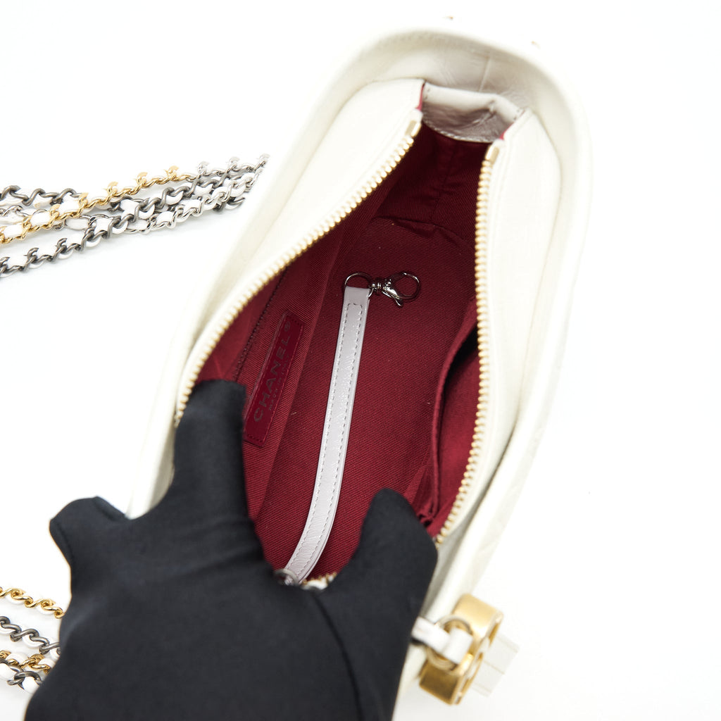 CHANEL SMALL GABRIELLE HOBO BAG CALFSKIN WHITE MULTICOLOUR HARDWARE