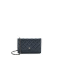 CHANEL CLASSIC WALLET ON CHAIN CAVIAR NAVY RUTHENIUM HARDWARE